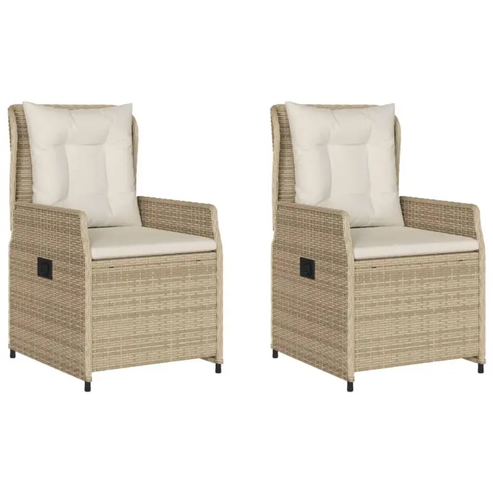 vidaXL Sillones reclinables de jardín 2 uds ratán sintético beige - 1