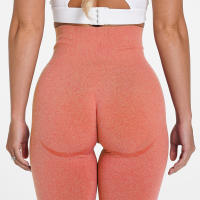 Leggings De Yoga Para Mujer En Color Rosa Lila Y Rosa Sólido Elasticidad Y Comodidad Para Gimnasio Y Fitness Contorno Curvo Sin Costuras - details 2