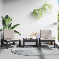 vidaXL Juego muebles de jardín 3 piezas y cojines PP gris en color Antracita/Blanco | acolchados duraderos para sofás de jardín terraza exterior - details 0