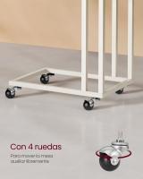 Mesa auxiliar moderna con ruedas y pies ajustables, ideal para dormitorio, fácil de montar, marco de acero, en blanco crema o negro ébano - details 3