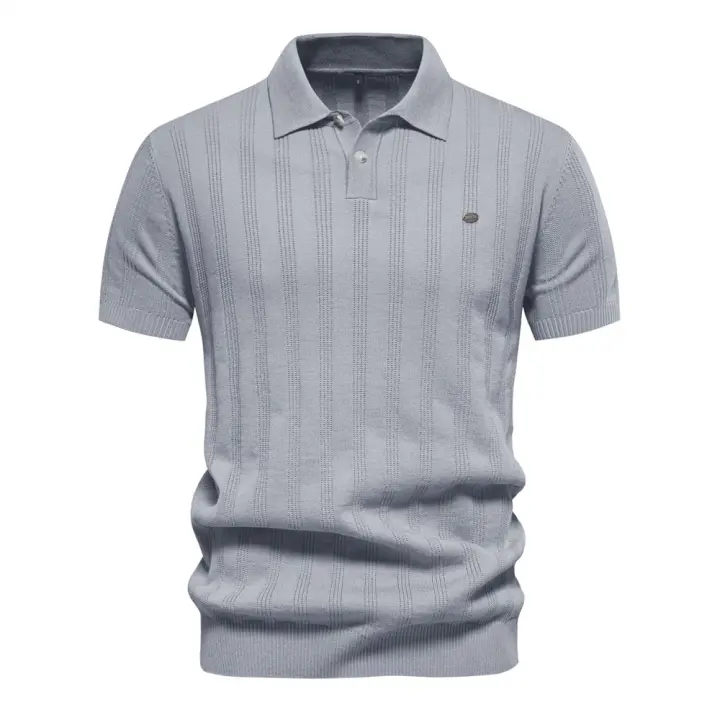 MOV-2025 Primavera y novedad de verano, suéter Polo de lana de talla europea para hombres, camiseta informal con solapa de manga corta para hombres, top - 1