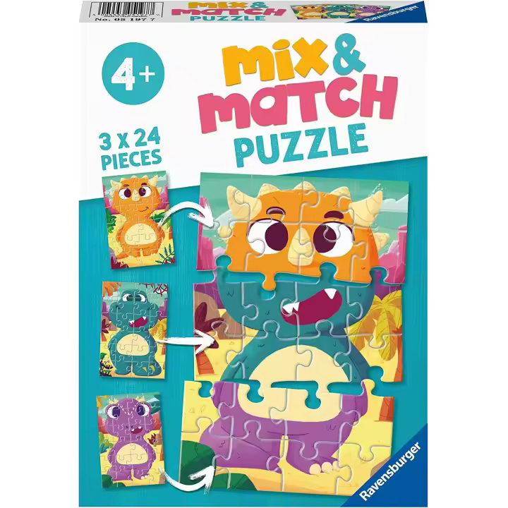 Ravensburger - Mix&Match puzzle. Dinosaurios para mezclar (3 x 24 piezas) - 1