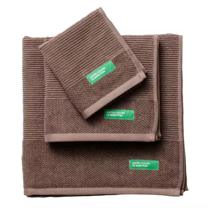 SET 3PZS TOALLA DE BANO (30X50CM + 50X90CM + 70X140CM) 450GSM 100% ALGODON MARRON TEVERE BENETTON - 1