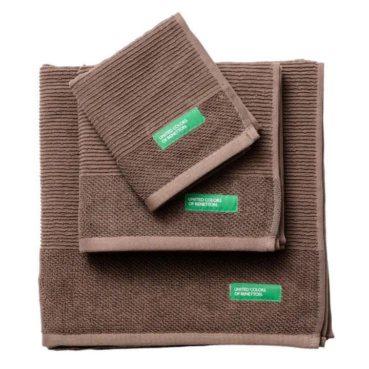 SET 3PZS TOALLA DE BANO (30X50CM + 50X90CM + 70X140CM) 450GSM 100% ALGODON MARRON TEVERE BENETTON - 1