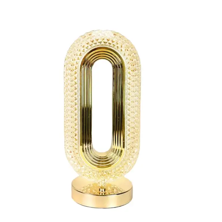 Lámpara de mesa de cristal recargable por USB ovalada de lujo moderna, sala de estar, dormitorio, cabecera, decoración creativa, luz nocturna de ambiente. - 1