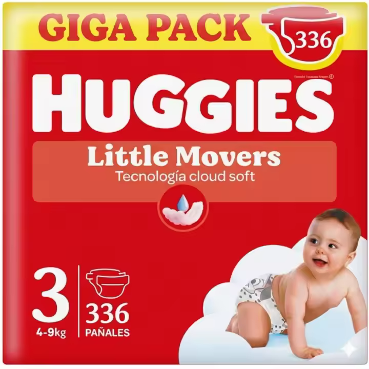 Huggies Little Movers - Ultra Comfort Pañales para Bebé, Tallas 3,4,5 y 6. Cintura Flexible, Elástica y Suave, Efecto Anti-Humedad, Mantiene al Bebé Seco hasta 12 horas, Comodidad para la piel 24/7, Diseños Disney. - 1