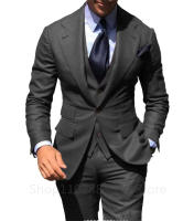 Traje De Novio Elegante 2024 Para Hombres Ajustado Tuxedo De Novios Conjunto Formal De Negocios (Chaleco+Pantalones+Chaqueta) Material COTON Polyester Origin China - details 4