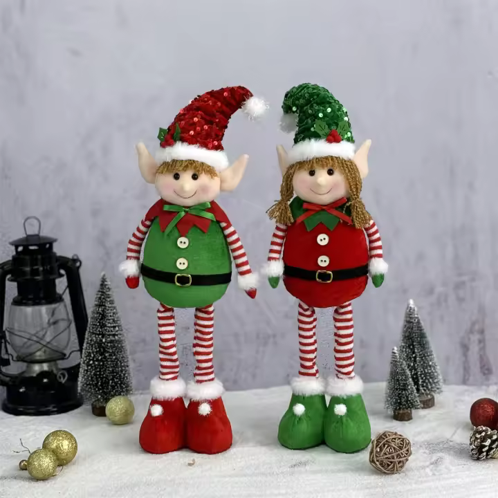 2pcs Muñecos De Enano Navideños Telescopio Para Colgar En La Puerta Decoraciones De Elfos Para Niños Regalos De Navidad - 1