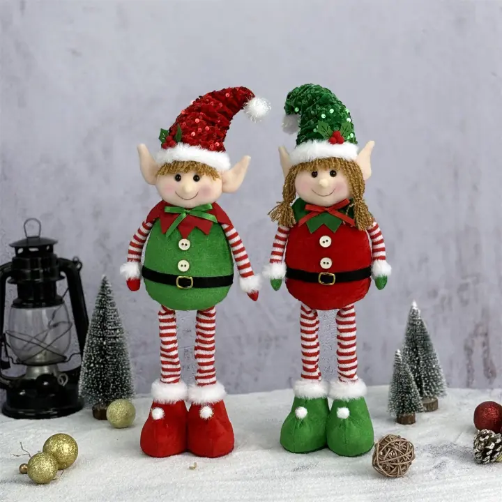 2pcs Muñecos De Enano Navideños Telescopio Para Colgar En La Puerta Decoraciones De Elfos Para Niños Regalos De Navidad - 1