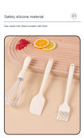 Set De 3 Piezas Para Hornear Herramientas De Cocina De Silicona Resistente Al Calor Espátula Para Crema Batidor De Huevo Cepillo De Grasa Para Pastelería Y Repostería - details 2