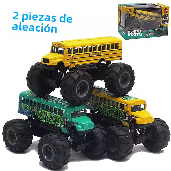 Autobús Escolar De Aleación 1:43 Para Niños Juguete De Coche Con 4 Ruedas Regalo De Cumpleaños Modelo De Fotografía Propiedad - 1
