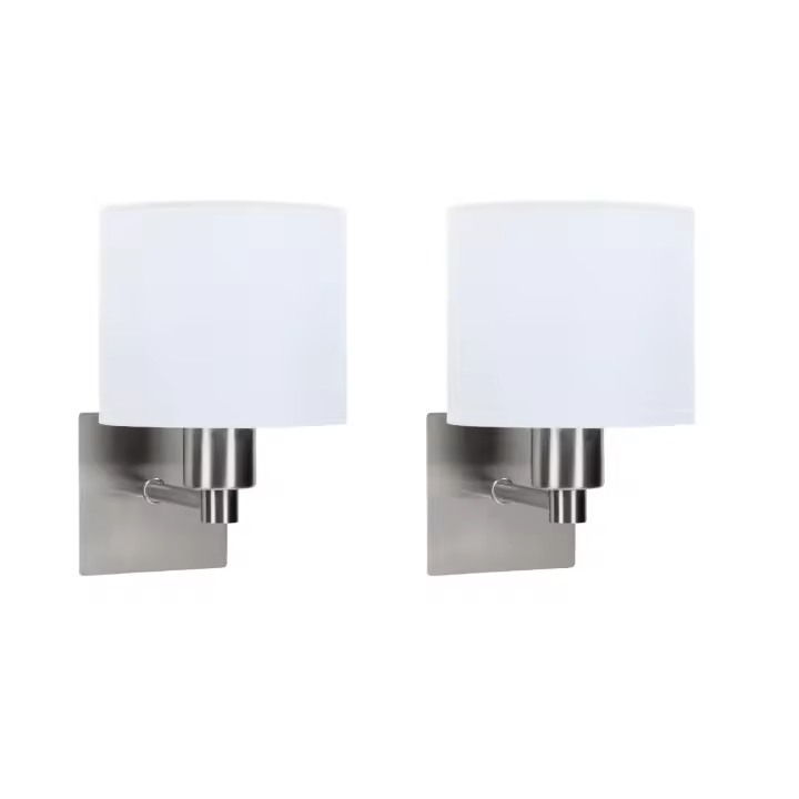 FORLIGHT LYON (2 unidades) - Aplique de pared LED Níquel satinado con pantalla para tambor - 1