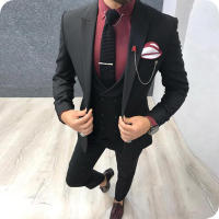 Traje Elegante Para Hombre Tres Piezas Moda Fiesta Ball Traje Casual (Top + Chaleco + Pantalones) Material COTTON Polyester Algodón Wool - details 2