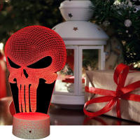 Lámpara De Ilusión 3D Punisher Con 16 Colores Cambiables Luz Nocturna USB Recargable Toque Con Control Remoto Regalo Para Navidad Halloween Cumpleaños - details 3