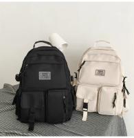 Mochila multifuncional de nailon para estudiantes, mochila de gran capacidad con cremallera, de Color sólido, a la moda e informal, para viajes y escuela 1 - details 0
