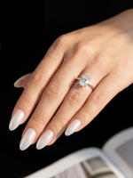Anillo De Bodas Para Mujer 925 Plata Esterlina Brillante Oval Moissanita 1-2 Carrat Engaño Joyería Fina Anillo De Propuesta - details 3
