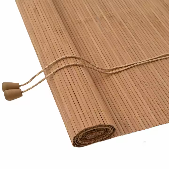 vidaXL Estor enrollable con cortinas Manual Marrón 110 x 220 cm Bambú - 1