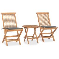 vidaXL Set comedor de jardín plegable 3 piezas madera de teca cojines en color Azul/Verde brillante/Rojo vino tinto y más | acolchados duraderos para sofás de jardín terraza exterior - details 4