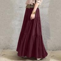 Vestido Maxi Vintage A-Line Para Mujer Color Sólido Casual Con Volantes Y Cintura Imperio Manga Larga Medio Ajuste Longitud Hasta El Tobillo - details 9