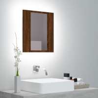 vidaXL Armario espejo de baño con luz LED acrílico 40x12x45 cm en color Blanco/Roble ahumado/Roble artisan y más | almacenamiento funcional diseño moderno para baño dormitorio sala - details 7