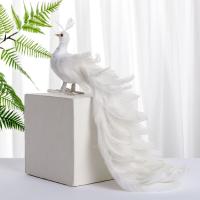 Peacock Simulación Blanca Decoración De Árbol De Navidad Atractiva Adorno De Casa Con Plumas Reales Colgante De Textil Y Fibra - details 4