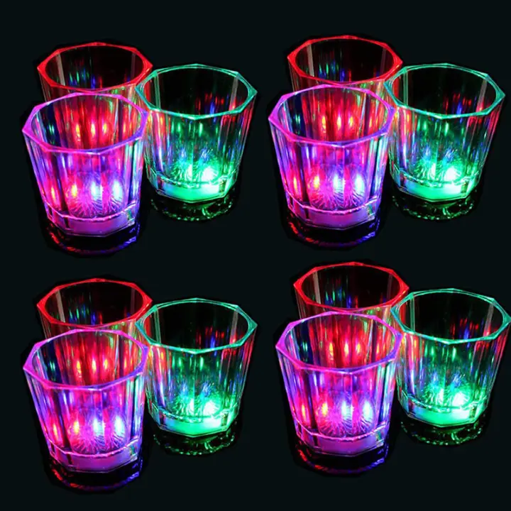 6/12/24Pcs Vidrio LED Para Bebida Copas De Luz Brillante Para Fiesta Glow in the Dark Copas De Dibujo Animado Para Eventos Grandes Y Noches De Fiesta - 1