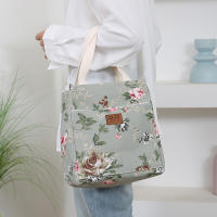 Nueva Bandolera De Lona Con Estampado Floral Bolsa De Almuerzo Portátil Con Varios Bolsillos Y Cierre De Cremallera Para El Día a Día - details 19