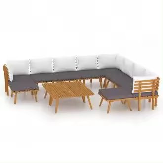 VIDAXL 3087021 conjunto de muebles modernos para terrazas o jardín con cojines de color gris y crema vida xl - 1