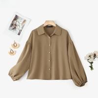 ZANZEA Camisa Elegante Para Mujer Con Manga Larga Y Forma De Lámpara Estilo Casual Con Botones Cuello En V Tunicas Sueltas Para Oficina - details 8