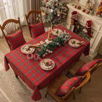 Mantel Navideño a Cuadros Rojos Lavable Para Fiesta De Navidad Comida En Casa Decoración Del Salón Material De Poliéster 100% - details 8