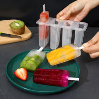 Molde Para Helado Y Pascitos De Hielo 4 Piezas Con Palitos Y Tapa Herramienta Creativa De Cocina Reutilizable Para El Verano - details 1