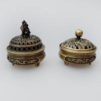 Encendedor De Incienso De Loto En Latón Miniatura Con Buddha Y Flor De Loto Decoración De Hogar Para Budismo Sandalwood - details 1