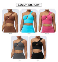 Sudadera Deportiva Para Mujer Con Almohadillas Medio Soporte Hombro Único Yoga Fitness Running Ropa De Gimnasio - details 0