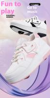 Zapatos De Caminar Con Cordones Y Transpirables Para Niñas 2024 Patinetas Deportivas Retráctiles Para Estudiantes Mujeres En Exteriores Material Superior De Cuero Suela TPR Tamaño True Fit Para Edad 7-13 - details 1