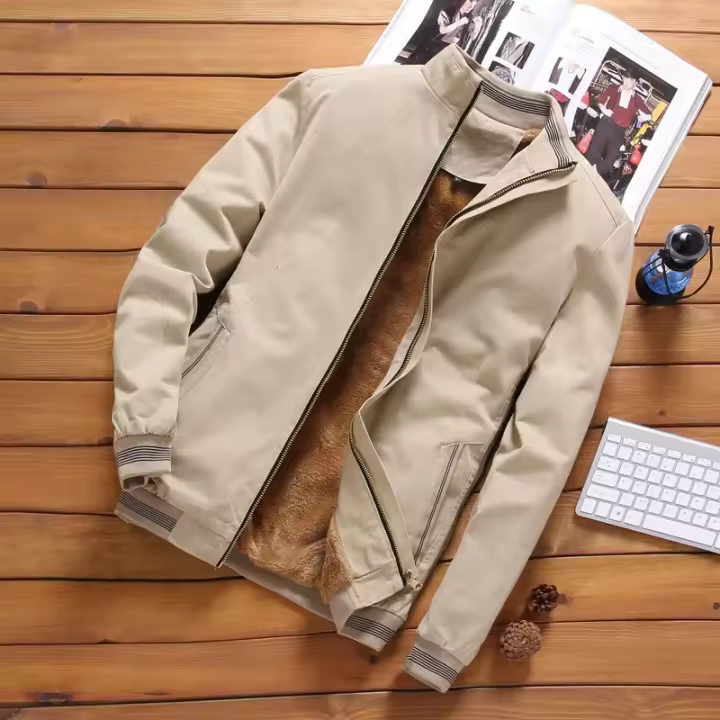 Chaqueta De Aviador Para Hombre Moda Otoño E Invierno Cierre De Cremallera Color Sólido Tallas Grandes M-5XL Abrigo Deportivo Con Bolsillos - 1