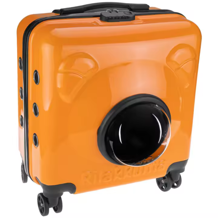 Maleta para transporte de mascotas gato y perro Transportin de plástico rígido naranja - PrimeMatik - 1