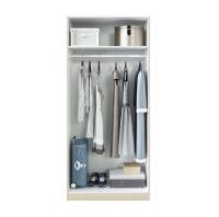 Meimon Armario ropero 2 puertas con barra extraíble de aluminio y estante fijo interior, tirador de aluminio, bisagras metálicas, acabado en roble, melamina TIPO E1, 180x81,5x52 cm, capacidad total 45 kg, con tacos ABS y trasera en MDF blanco - details 2