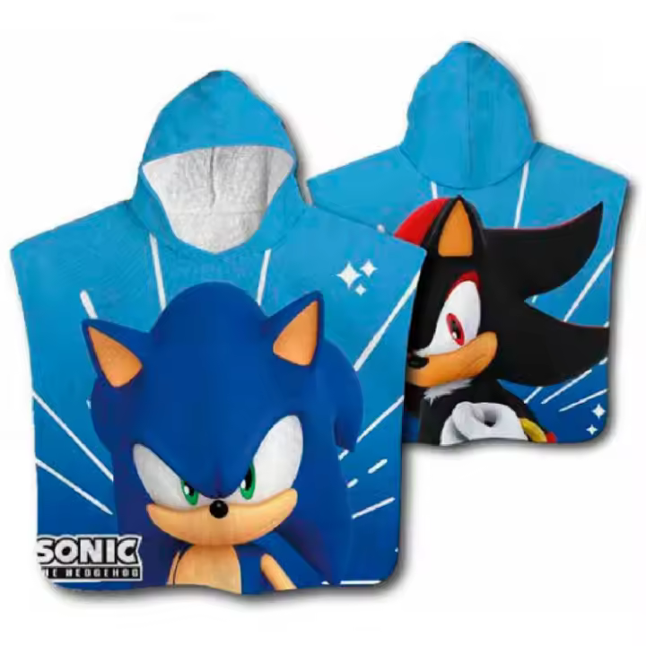 Toalha poncho em microfibra Sonic The Hedgehog - 1