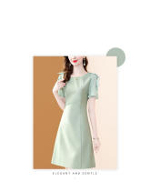 Vestido EVNISI Slim Oficina A-line Verano Mujer Elegante Verde Manga Corta Cuello O Casual Bodycon Fiesta Vestido Fairy - details 2