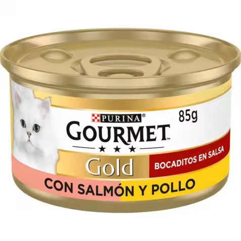 Purina Gourmet Gold Bocaditos en Salsa con Salmón y Pollo Gato Latas 85 gr - 1