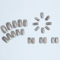 24pcs/set Uñas Postizas Cortas Cuadradas Con Diseño De Ojos De Gato Y Brillo En Colores Rosa Verde Morado Amarillo Y Nude Para Artículos De Belleza Y Uñas - details 32
