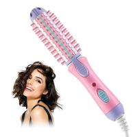 Herramientas de cerámica eléctricas del pelo del hierro que se rizo para lisar sistemas cosméticos Cepillo redondo calentado del anticalor del cepillo del curling mini para el pelo corto - details 7