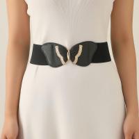 Cinturón De Moda Para Mujer Negro Ancho Con Cinta Elástica Decorativa Y Metal Resistente Para Adultos - details 1