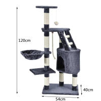 COTTECOTA- Árbol para Gato Torre de Escalada 120cm Gris Azulado y Beige Estable Rascador con Nidos, Hamaca, Plataformas, Juguete para Gatos, Poste De Rascar De Sisal Natural 0157 - details 4