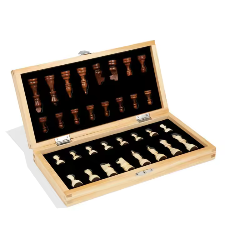 Juego de ajedrez magnético clásico con tablero plegable para niños y adultos, juego de mesa de madera regalo para Navidad, cumpleaños, Año Nuevo - 1
