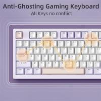 Langtu Teclado Mecánico LT84 RGB Triple Way (2,4G/Bluetooth/Cable)-Teclas Hot-Swap, Diseño Compacto 75%, Perfil OEM y Estructura Gasket, Compatible con PC/Mac; para Oficina/jugadores (Morado) - details 2