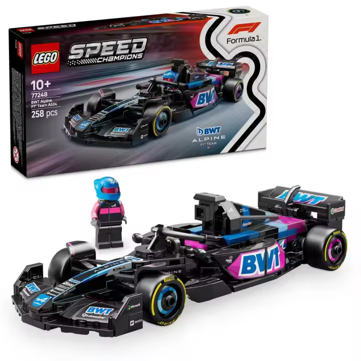 LEGO 77248 Speed Champions Coche de Carreras BWT Alpine F1 Team A524, Juguete, Vehículo y 1 Minifigura de Piloto de Fórmula 1, Regalo Coleccionable para Niños y Niñas de 10 Años o Más - 1