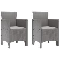 Silla de Jardín vidaXL Conjunto de 2 Gris claro Poliratán Estándar - details 1