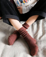 Calcetines De Invierno Para Mujer Color Sólido Cálidos Y Gruesos Calcetines Largos De Lana Estilo Japonés Moda Transpirables - details 0