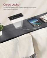 Mesa de consola delgada con multienchufe integrado, sofá con 2 compartimentos y carga oculta, ahorro de espacio, disponible en gris ahumado, blanco nube y marrón rústico, 25x120x81,1 cm - details 16